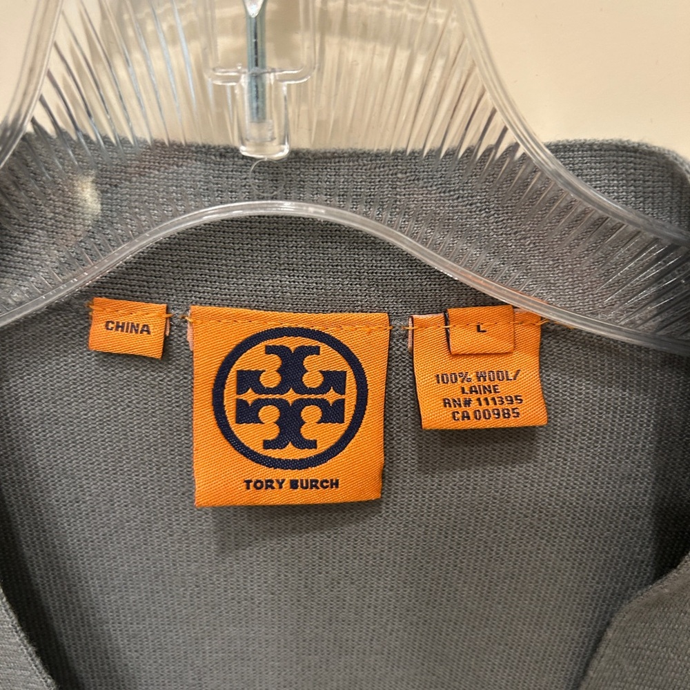 Tory Burch Gray Sweater with Sliver Buttons - Picture 3 of 4